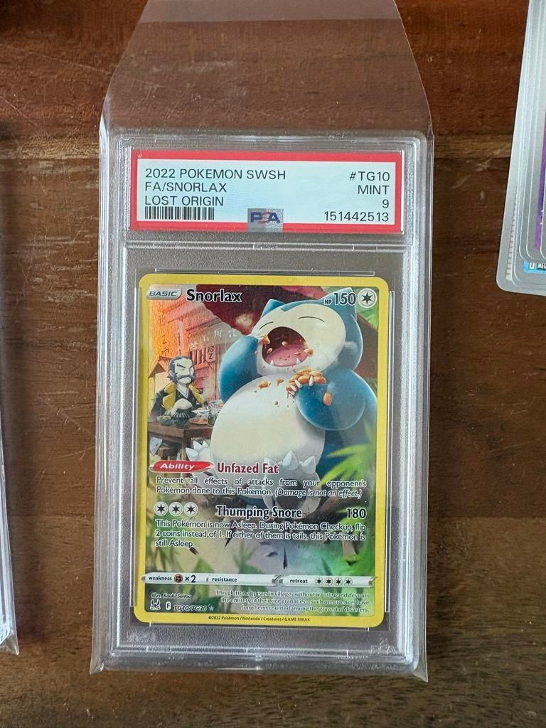 PSA 9 MINT Snorlax TG10/TG30 Lost Origin Pokémon Kaart, Verzamelen, Speelgoed, Zo goed als nieuw, Ophalen of Verzenden