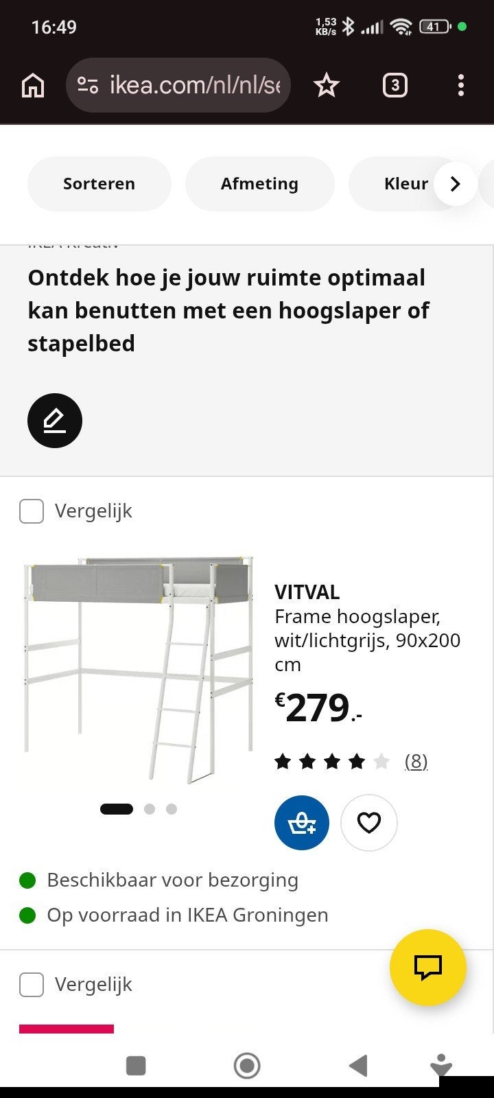 hoogslaper, Ophalen, Eenpersoons, Minder dan 160 cm, Zo goed als nieuw