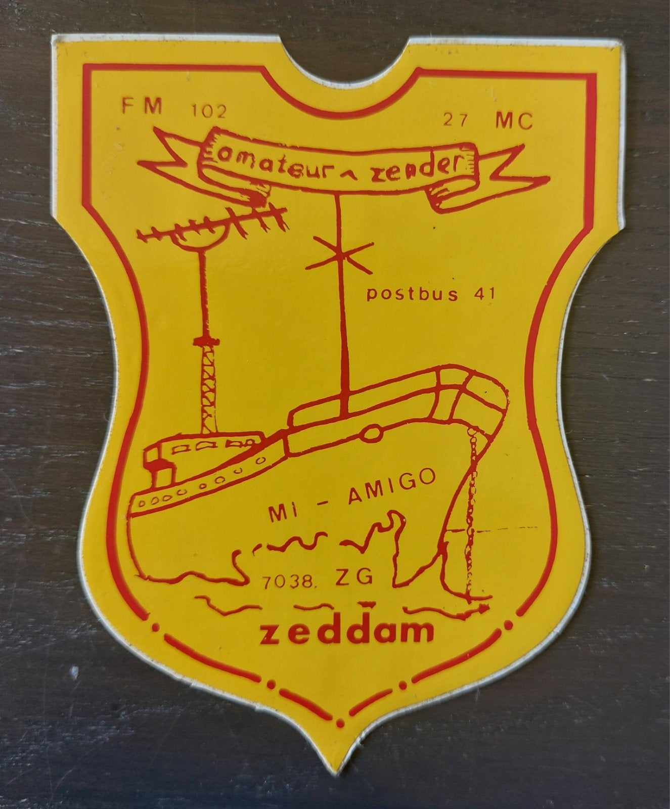 Sticker Mi-Amigo Zeddam Zendamateur piratenzender, Verzamelen, Ophalen of Verzenden, Gebruikt