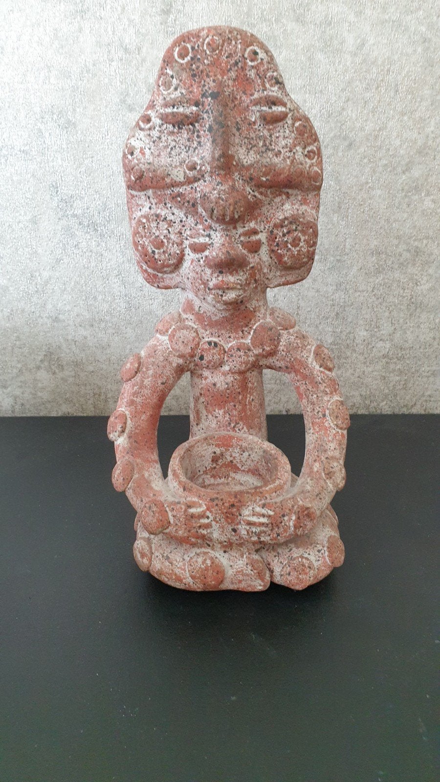 Azteeks Terracotta Beeldje met Theelichthouder, Antiek en Kunst, Ophalen of Verzenden