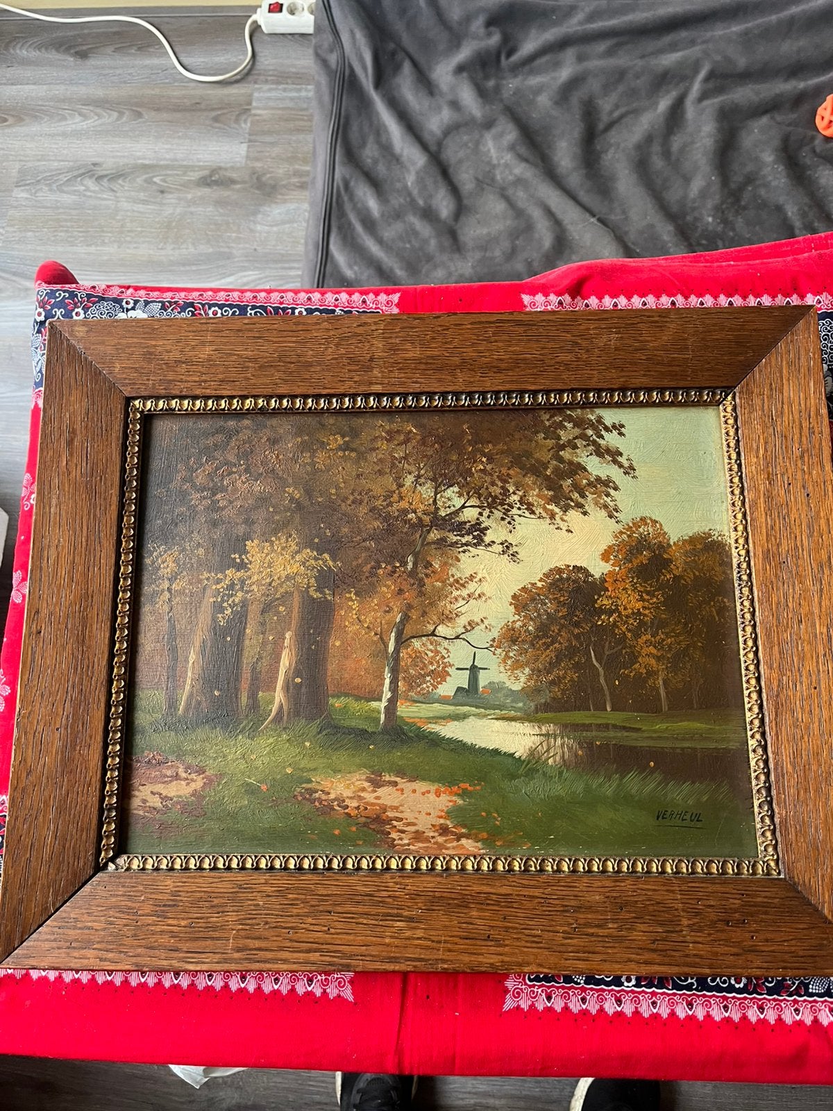 Schilderij landschap, Paneel, Ophalen of Verzenden, Gesigneerd, Landschap