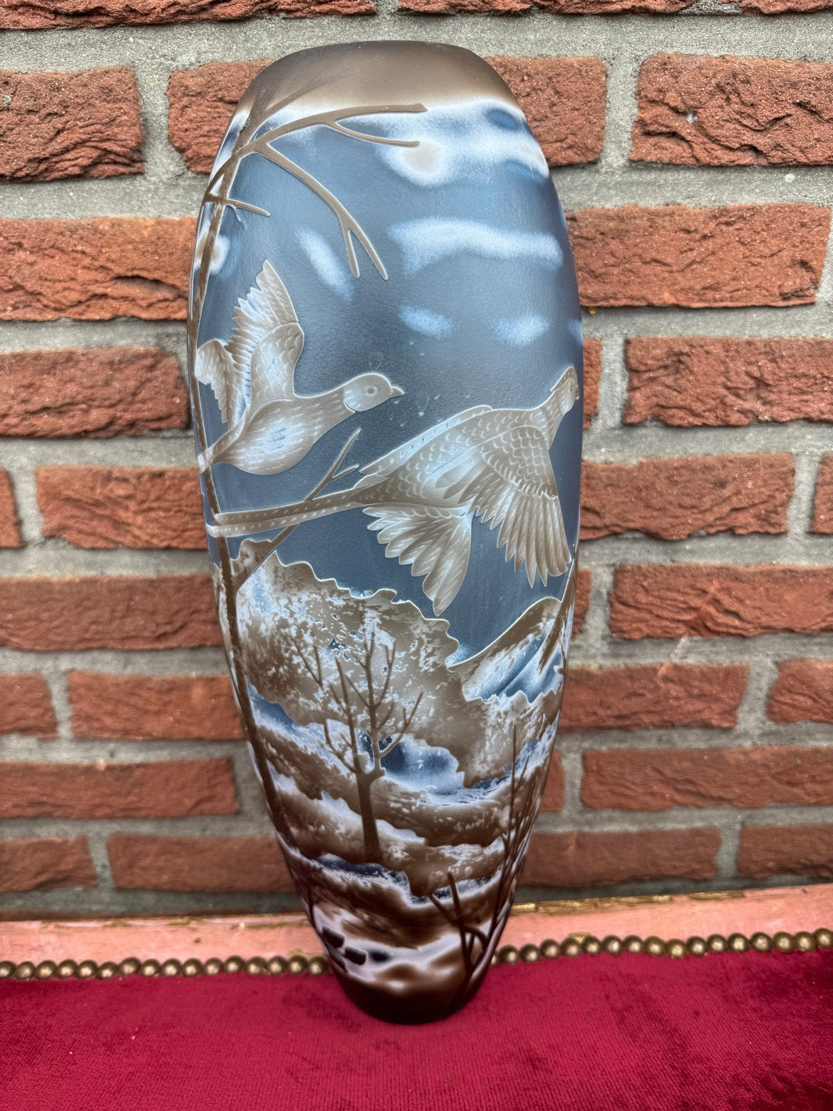fraaie grote art-deco vaas, tafereel in de winter, persglas, Antiek en Kunst, Ophalen of Verzenden