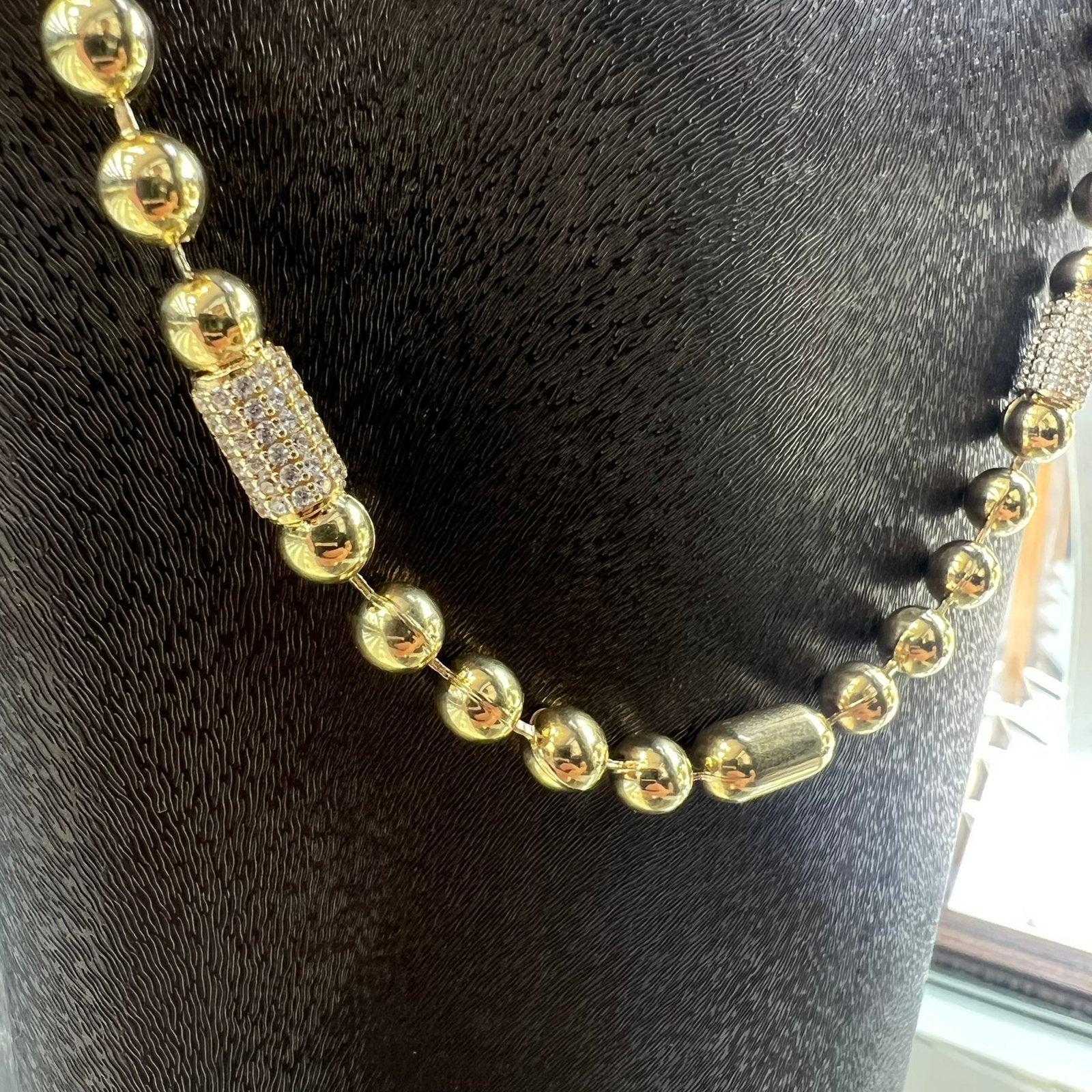 14k gouden ketting kralen schakel italy, Ophalen of Verzenden, Nieuw, Goud