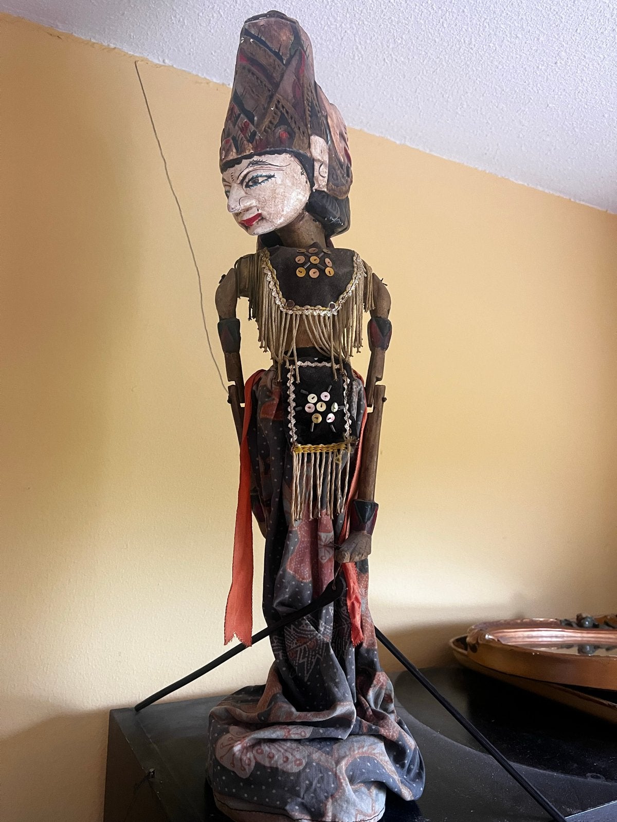Set van 2 Wayang Golek poppen uit Indonesië, Hout, Handgemaakt, Ophalen of Verzenden, Indonesië