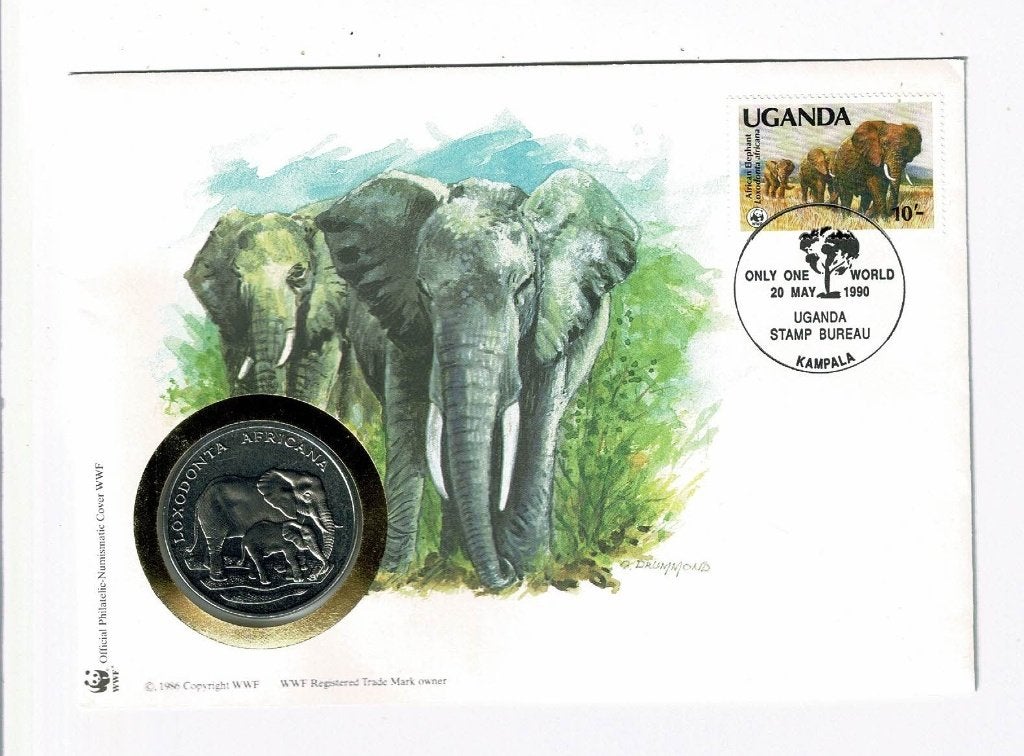 Oeganda  : Muntbrief Wereldnatuurfonds - Loxodonta Africana, Verzenden, Overige landen, Losse munt