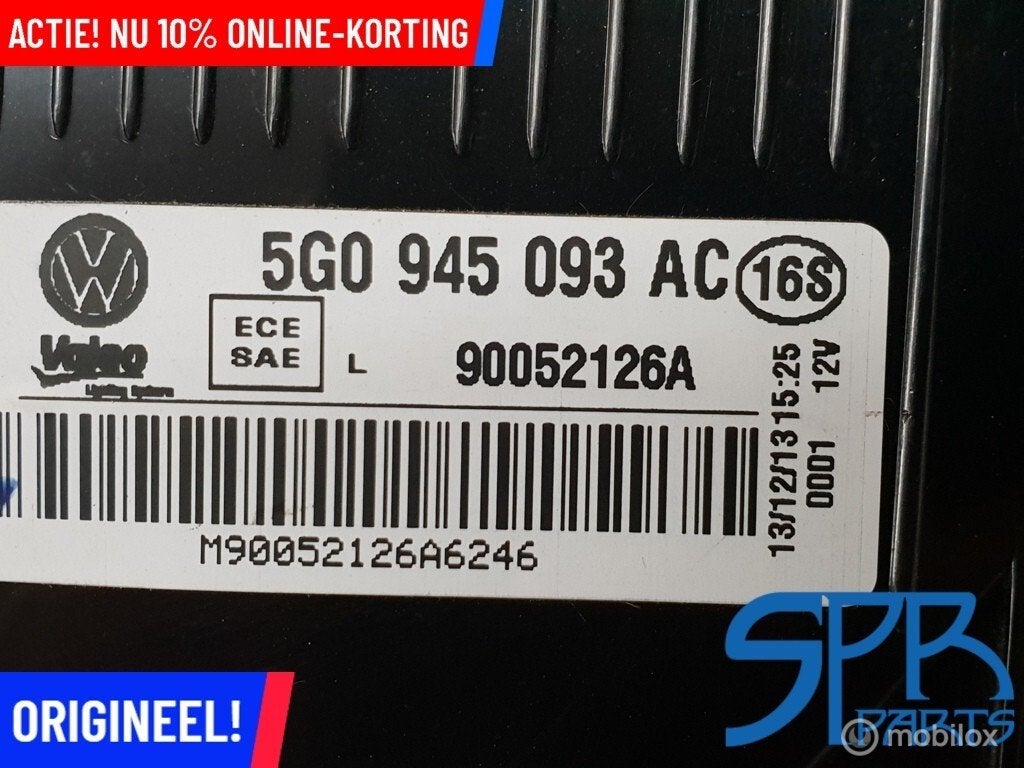 Achterlicht linksbinnen links binnen Golf 7 VII 5G0945093AC, Auto-onderdelen, Gebruikt, Volkswagen, Ophalen of Verzenden, Volkswagen