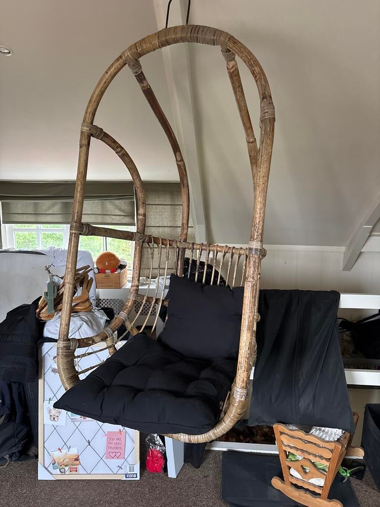 Hangstoel van bamboe, Huis en Inrichting, Stoelen, Ophalen, Overige materialen, Gebruikt, Bruin