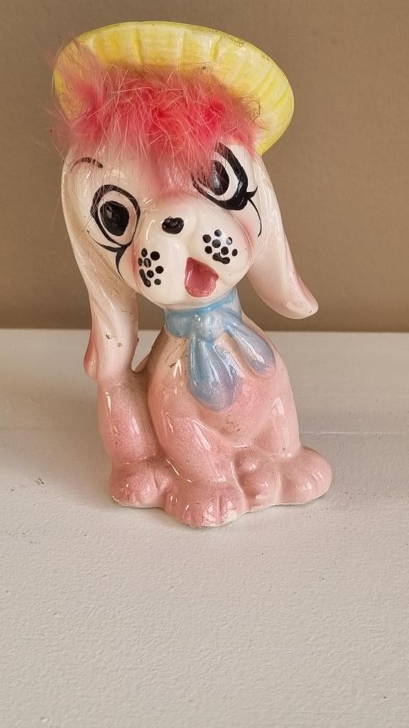 Mooi Vintage Kitsch Kawaii Hondje Keramiek Porselein Japan, Verzenden, Gebruikt, Dier
