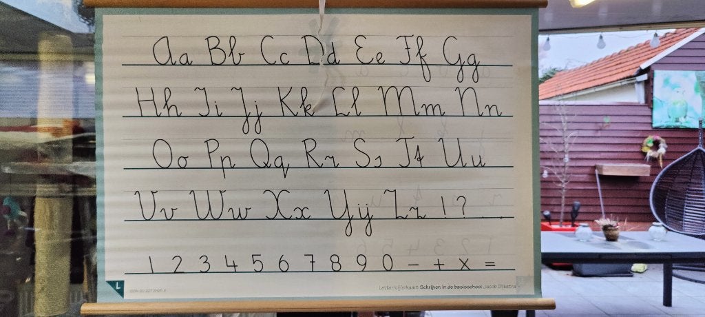 Oude schoolplaat Schrijven linkshandig, Ophalen of Verzenden, Overige thema's