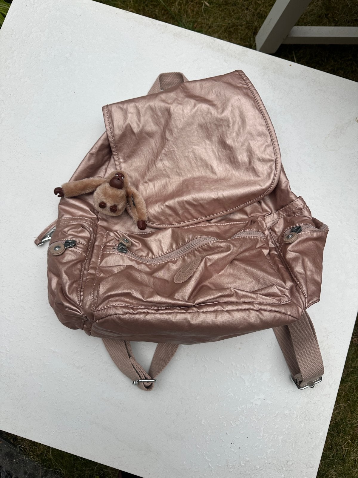Originele Kipling rugzak - Metallic Roze, Sieraden, Tassen en Uiterlijk, Tassen | Rugtassen, Ophalen, Kipling, 25 tot 40 cm, Zo goed als nieuw