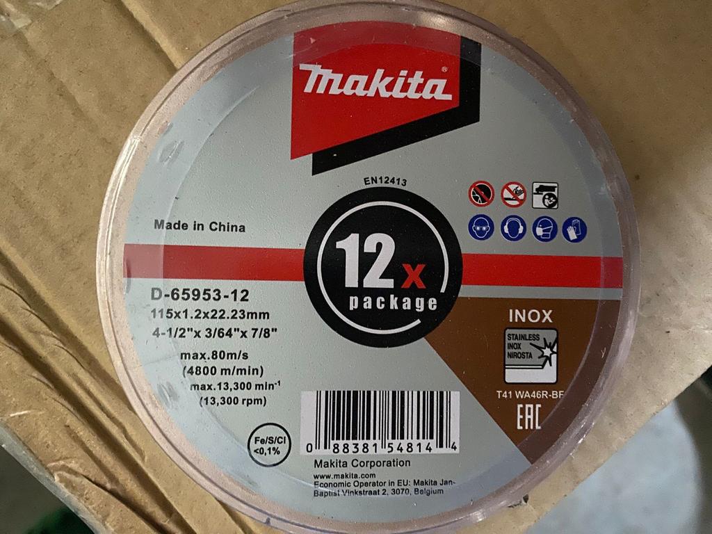 Makita D-65953-12 Inox Doorslijpschijven 115x1.2mm (12 stuks, Ophalen of Verzenden, Nieuw, Overige typen