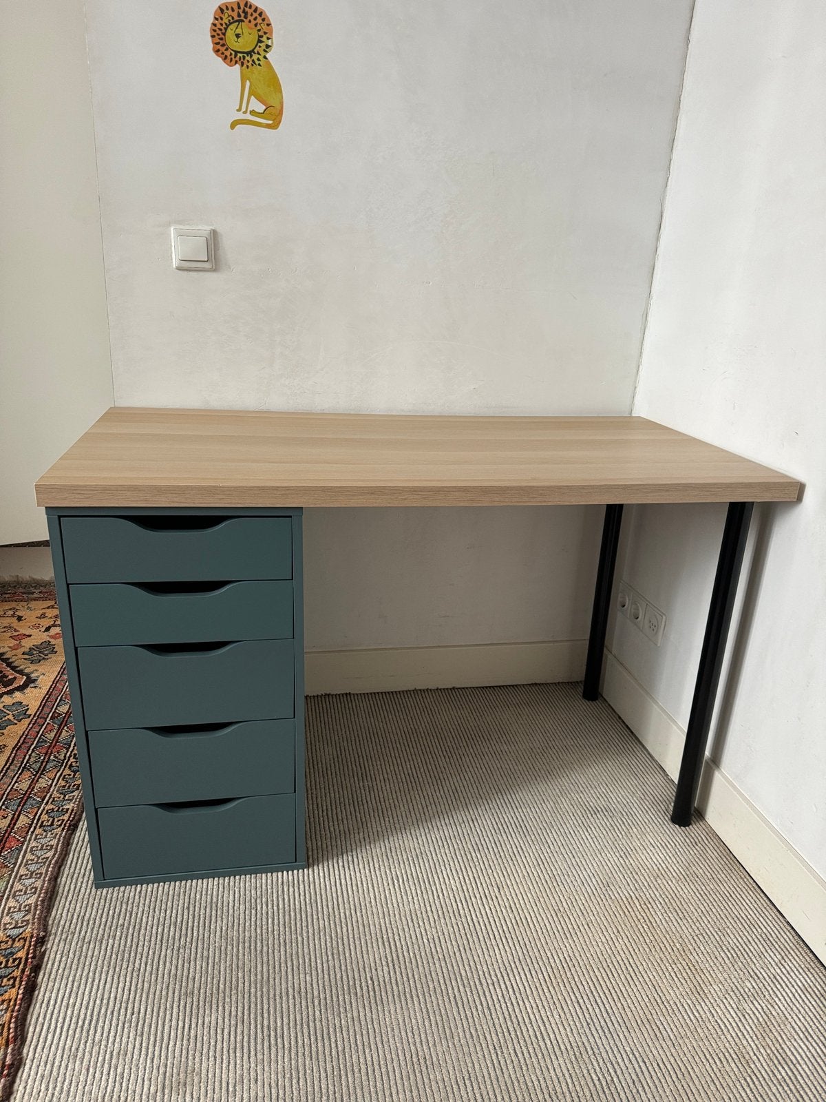 Ikea bureau met Alex ladeblok 120x60, Ophalen, Met lades, Zo goed als nieuw, IKEA