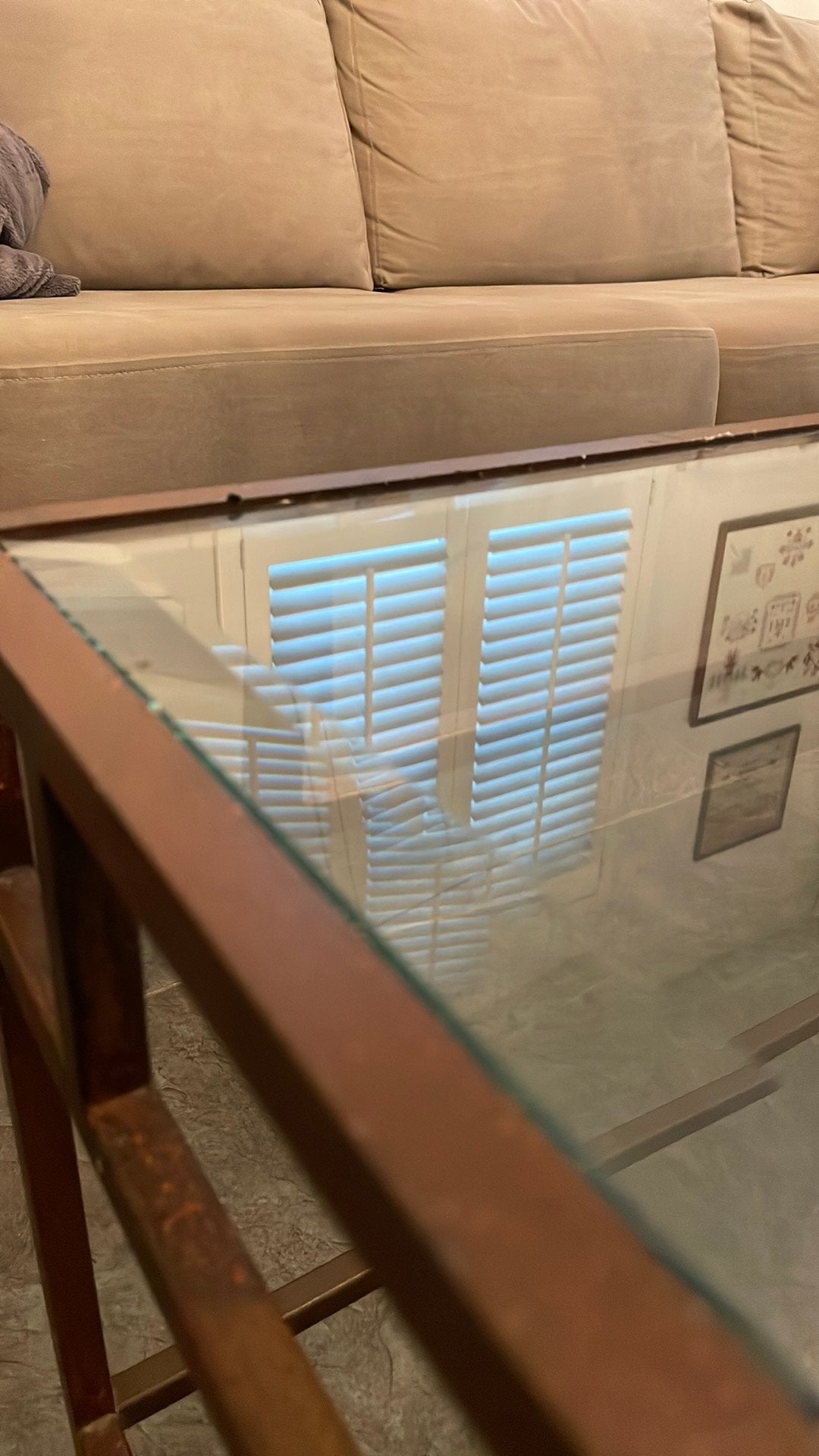 Salontafel metaal en glas, Ophalen, Gebruikt, 100 tot 150 cm, Vierkant