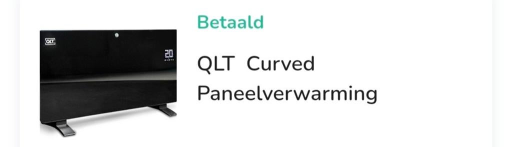 QLT Curved Paneelverwarming 2000W - Zwart, Ophalen