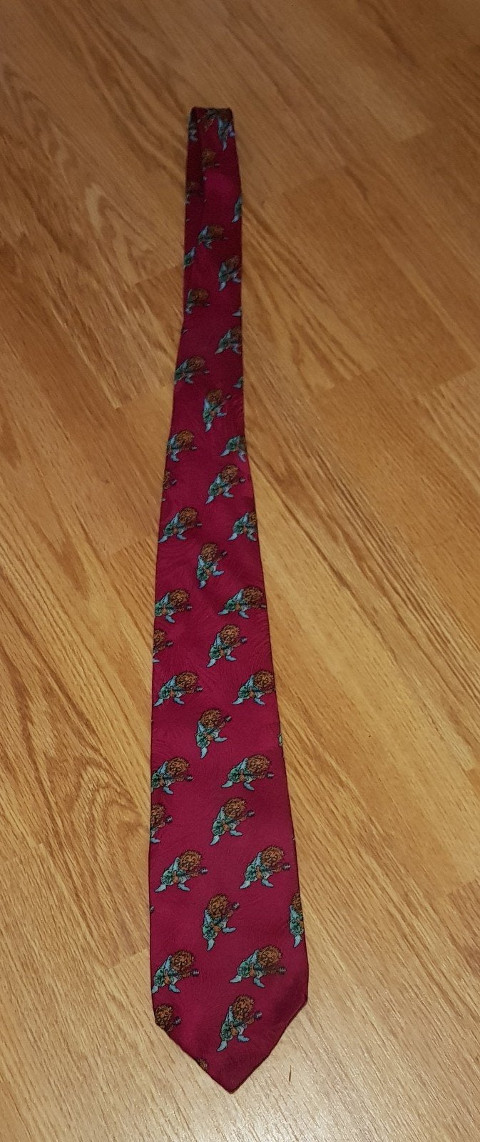 Vintage zijden stropdas leeuw met gitaar - Tie Rack Italy, Ophalen of Verzenden, Zo goed als nieuw