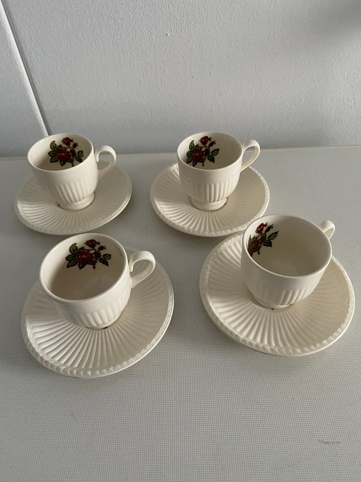 Wedgwood Moss Roze espresso kop en schotels 4 stuks, Ophalen of Verzenden