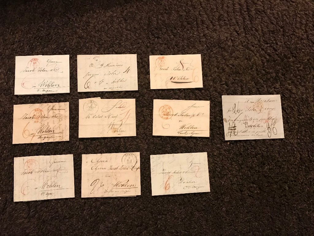10 oude brieven Zwitserland Voorfilatelie periode 1838-1839, Postzegels en Munten, Brieven en Enveloppen | Buitenland, Verzenden