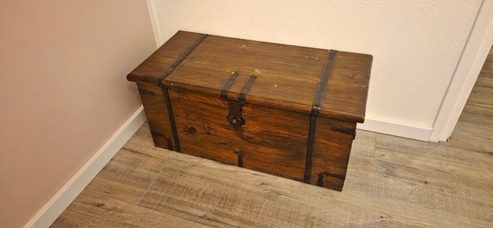 Massief houten kist, Ophalen, Gebruikt, Minder dan 50 cm, 75 tot 100 cm