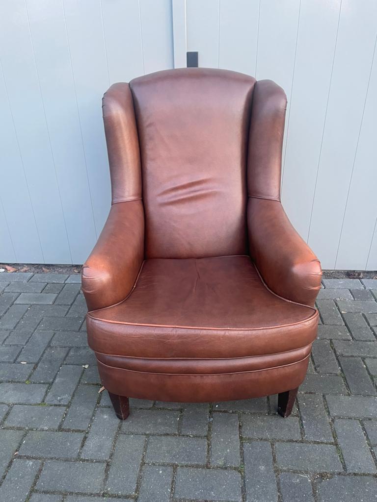 Kunstlederen fauteuil, Ophalen, Gebruikt, 75 tot 100 cm, 50 tot 75 cm