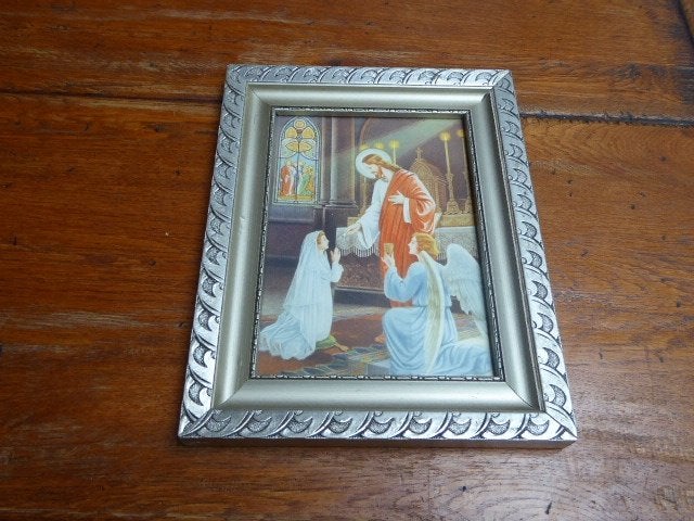 Mooie fotolijst met religieuze afbeelding., Antiek en Kunst, Ophalen of Verzenden