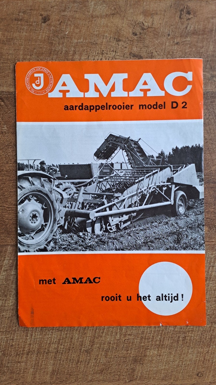 folder AMAC aardappelrooier model D 2., Ophalen of Verzenden, Zo goed als nieuw, Folder