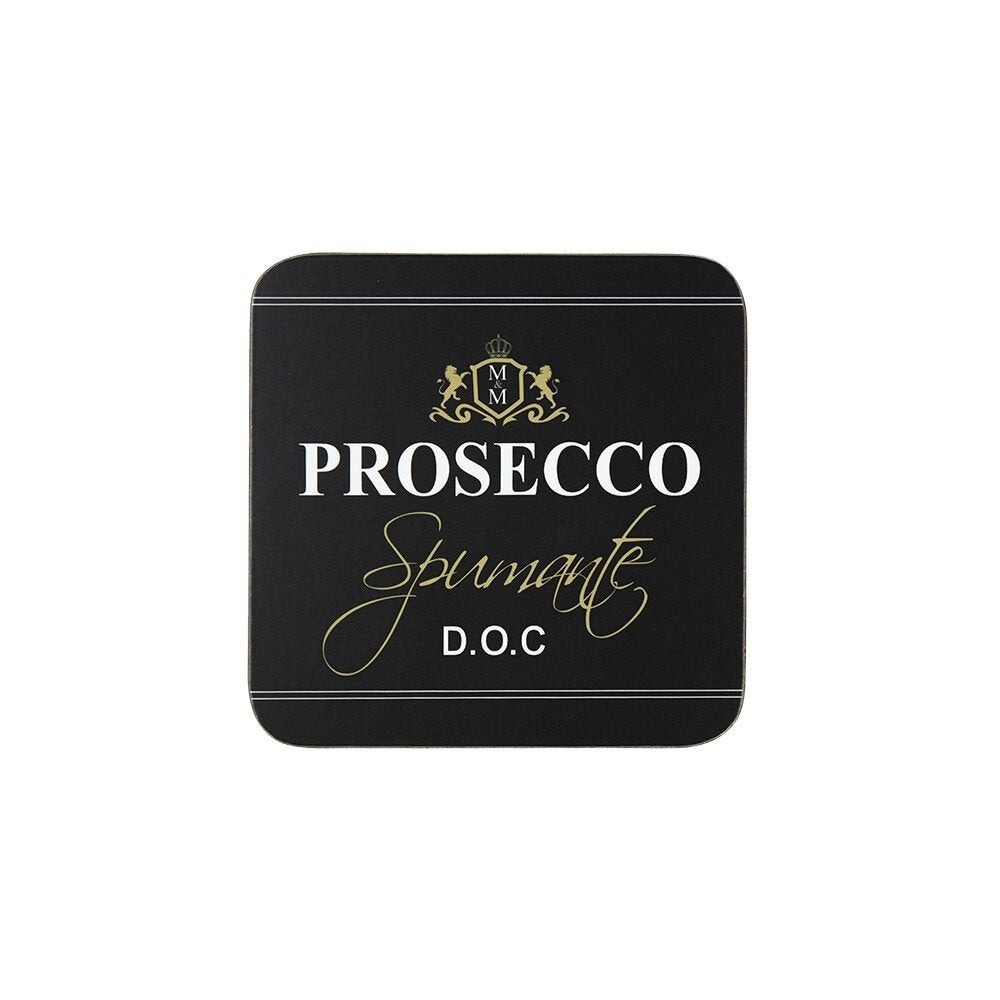 Mars & More onderzetters wijn Prosecco zwart set (6st) Nieuw, Kurk, Glasonderzetter, Nieuw, Ophalen of Verzenden