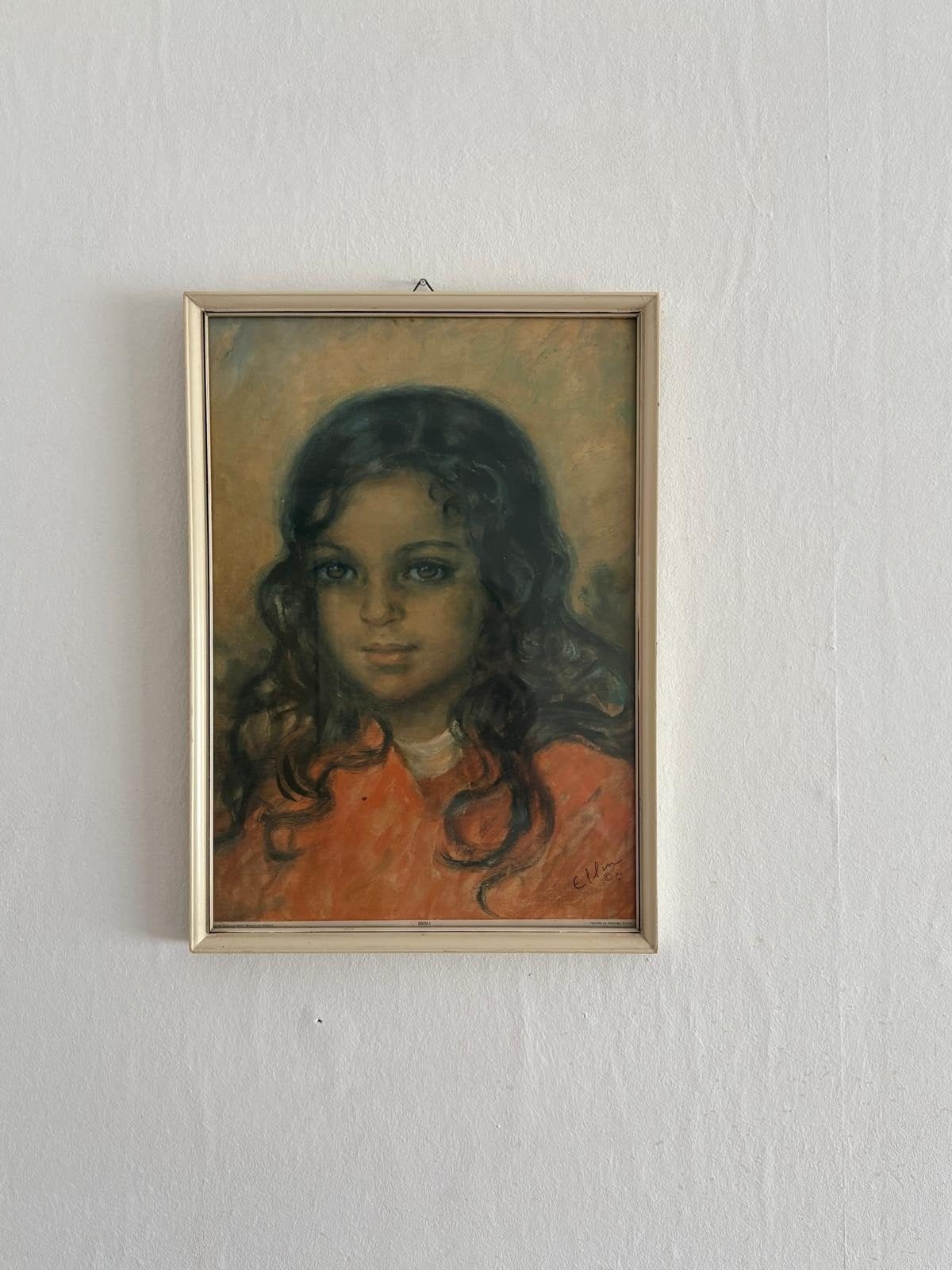 Vintage Portret Schilderij van Meisje, Ophalen, Paneel, Handgeschilderd, Portret of Personen