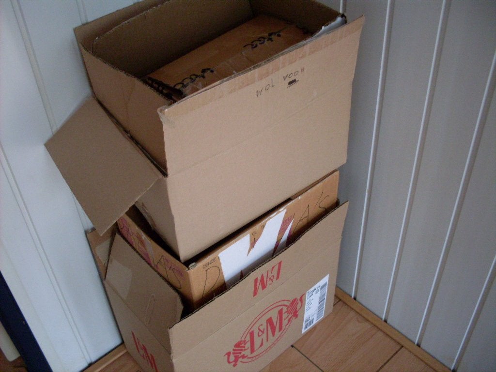 stapel van 5 goede stevige herbruikbare dozen, Ophalen, Doos, Minder dan 50 cm, Zo goed als nieuw