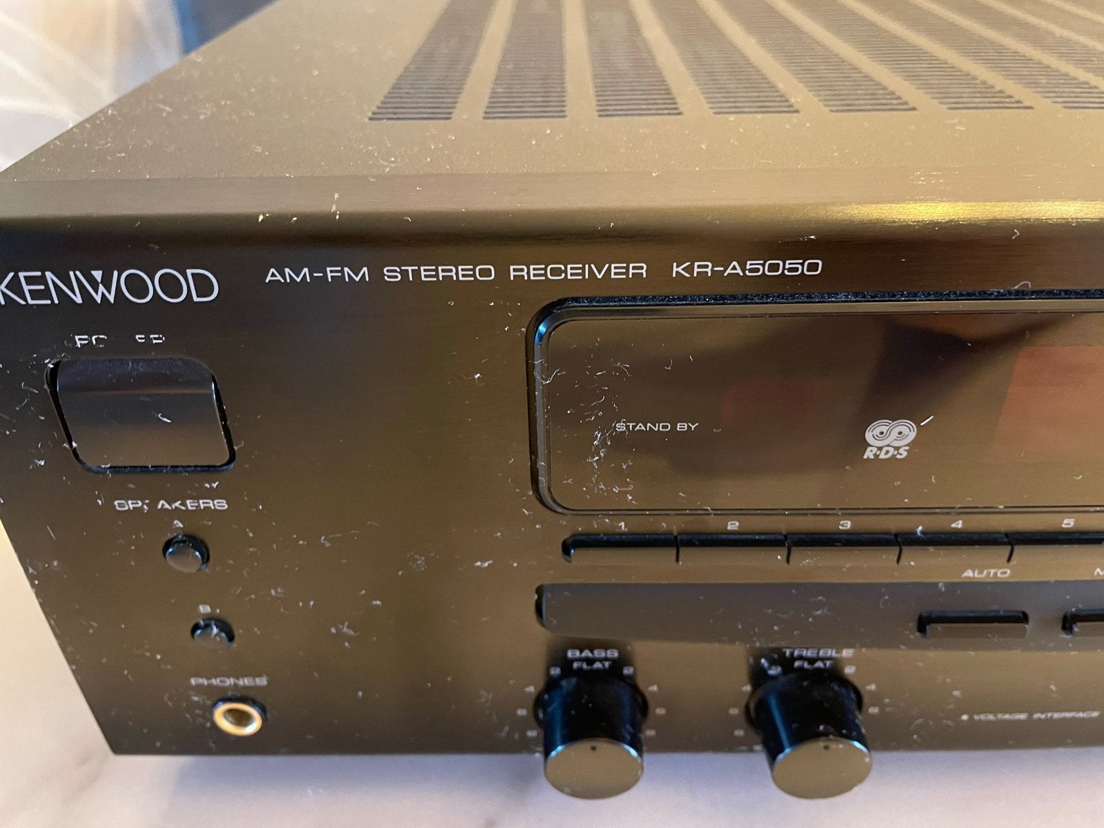 Kenwood KR-A5050 AM-FM Stereo Receiver - Zonder afstandsbedi, Gebruikt, 120 watt of meer, Stereo, Ophalen