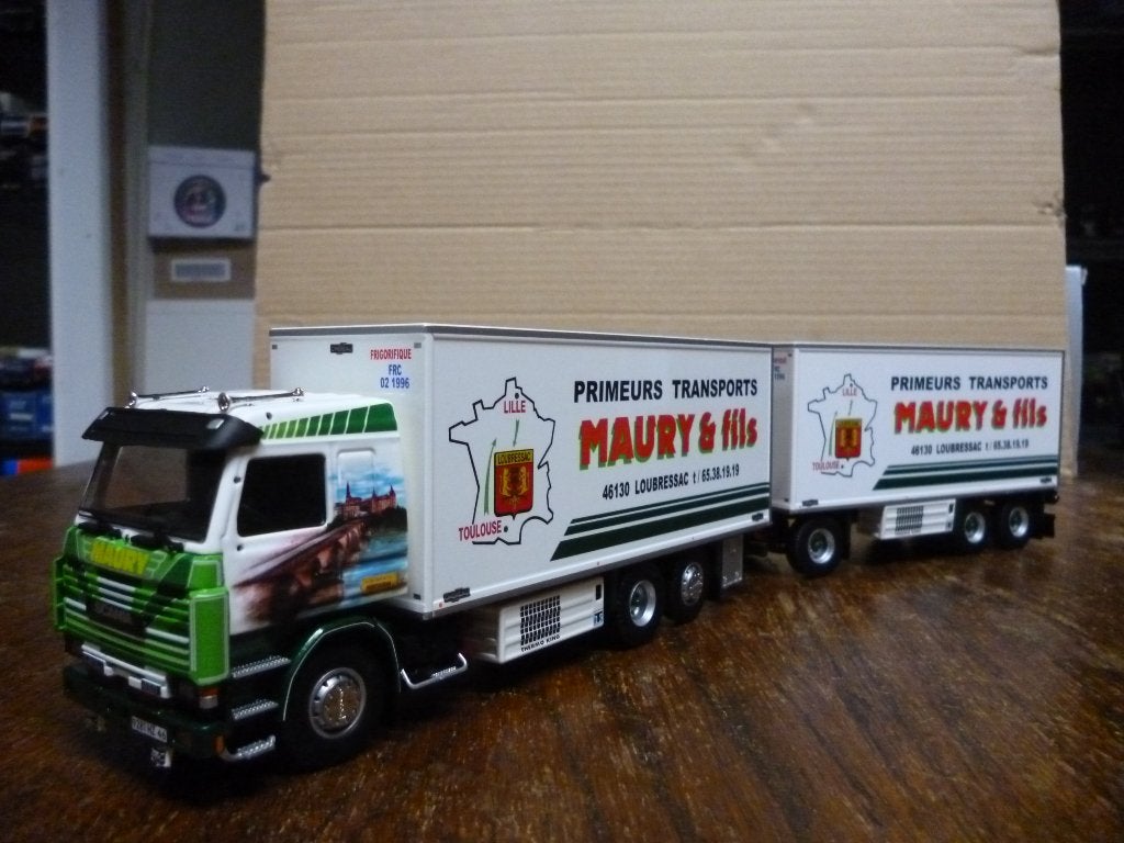 Tekno Scania 143 Maury & Fils met certificaat, Ophalen of Verzenden, Nieuw, Bus of Vrachtwagen, Tekno
