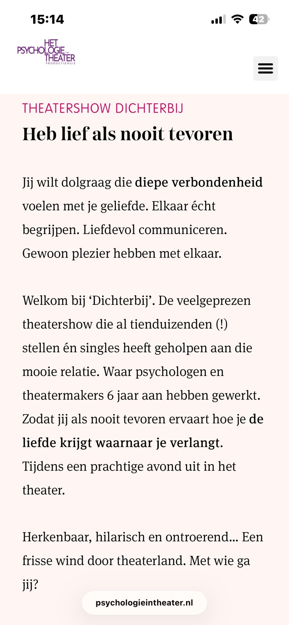 2 tickets dichterbij psychologie theater, Tickets en Kaartjes, Twee personen, December, Toneel