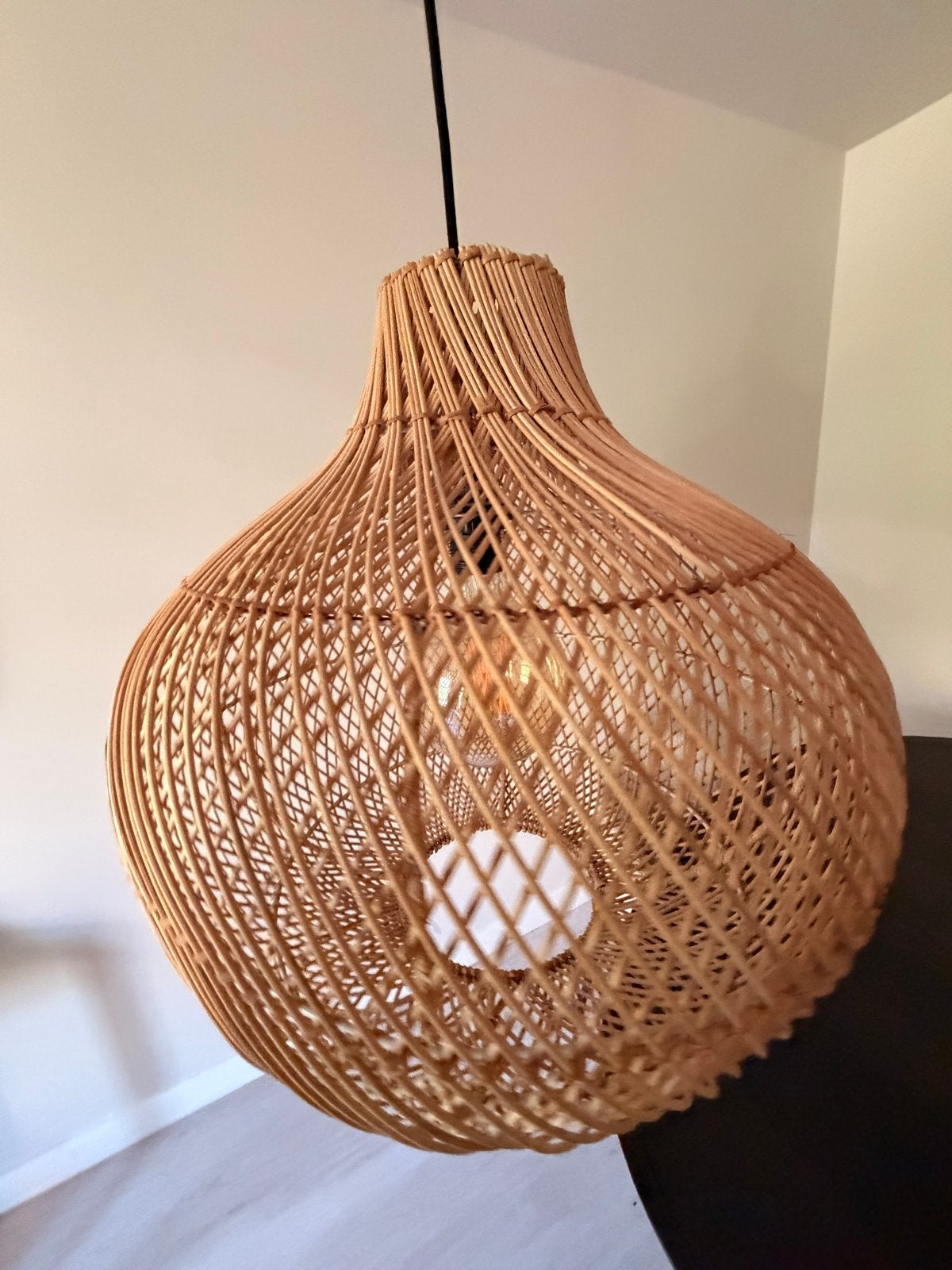 Rotan hanglamp, Ophalen, Zo goed als nieuw, Natuurlijk materiaal, E27 (groot)