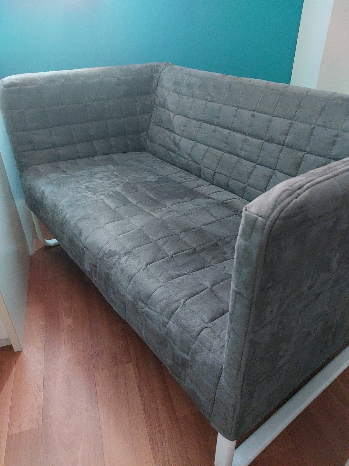 Leuk donkergrijs ikea bankje, Ophalen, Gebruikt, 75 tot 100 cm, Tweepersoons