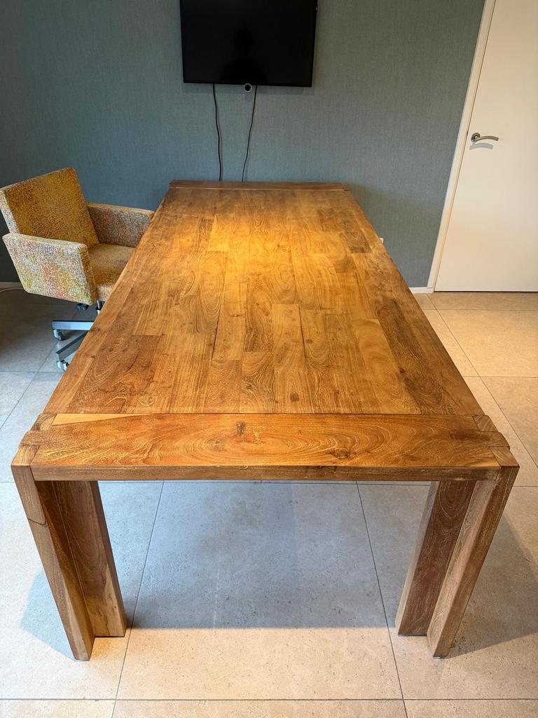 houten eettafel, 100 tot 150 cm, 200 cm of meer, Ophalen of Verzenden, Zo goed als nieuw