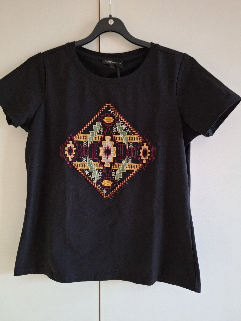 Tramontana t shirt met "Art" print mt L ( valt klein), Tramontana, Zwart, Maat 42/44 (L), Nieuw