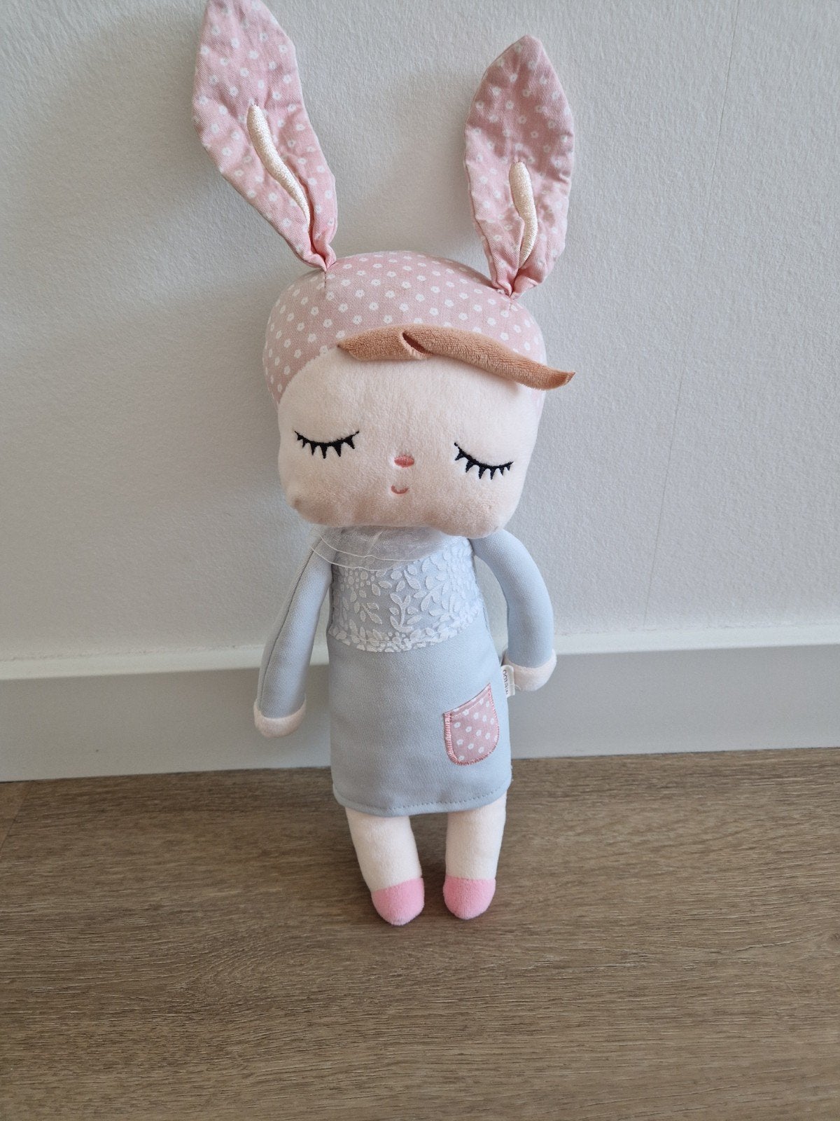 Knuffel pop Metoo meisje 32 cm roze blauw K8944, Ophalen of Verzenden, Zo goed als nieuw, Overige typen