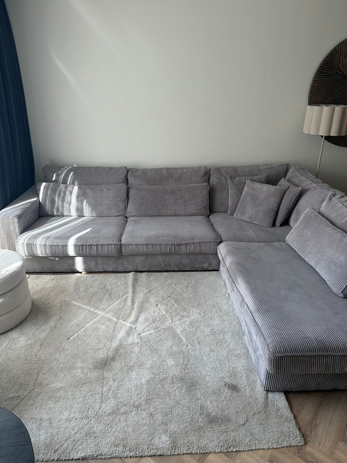 Ribstof Hoekbank Seats and Sofas – California (Lichtgrijs), Ophalen, Zo goed als nieuw
