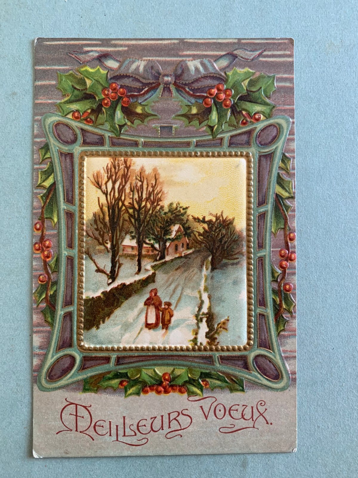 1910 Meilleurs Voeux - reliëf, Ophalen of Verzenden, Voor 1920, Gelopen, Feest(dag)