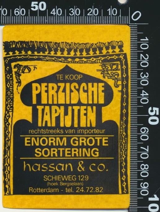 Sticker: Hassan en Co - Perzische tapijten - Rotterdam, Verzamelen, Stickers, Zo goed als nieuw, Bedrijf of Vereniging, Ophalen of Verzenden