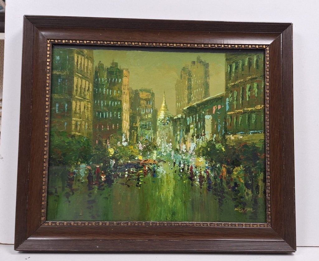 *Schilderij - Myanmar, Ophalen, Doek, Impressionistisch, Olieverf
