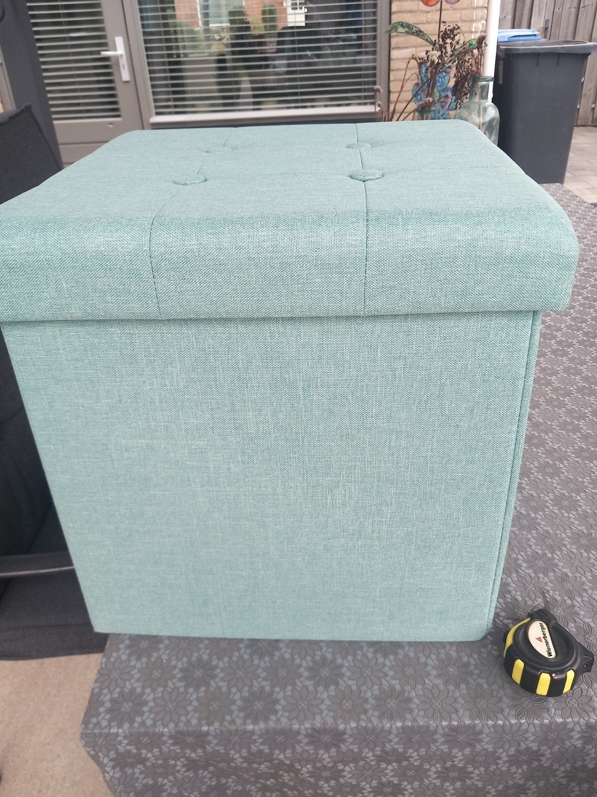 Opberg Poef 37x37x37 cm - Mintgroen, Ophalen, Minder dan 50 cm, Gebruikt, Vierkant