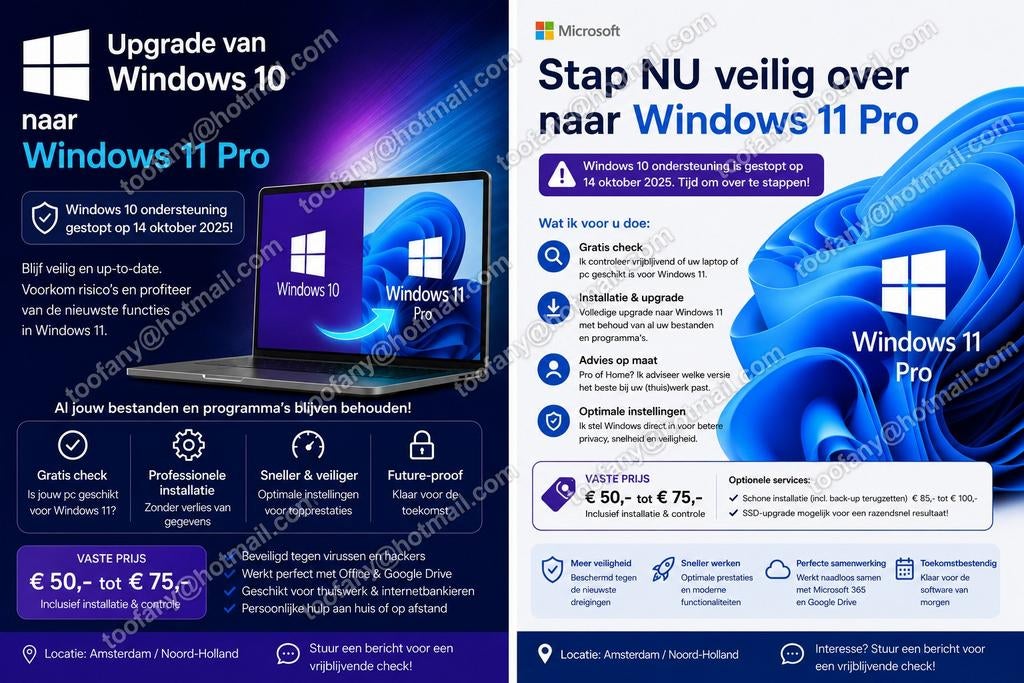 Upgrade naar Windows 11 Pro - Veilig en Snel, Computers en Software, Besturingssoftware, Ophalen of Verzenden