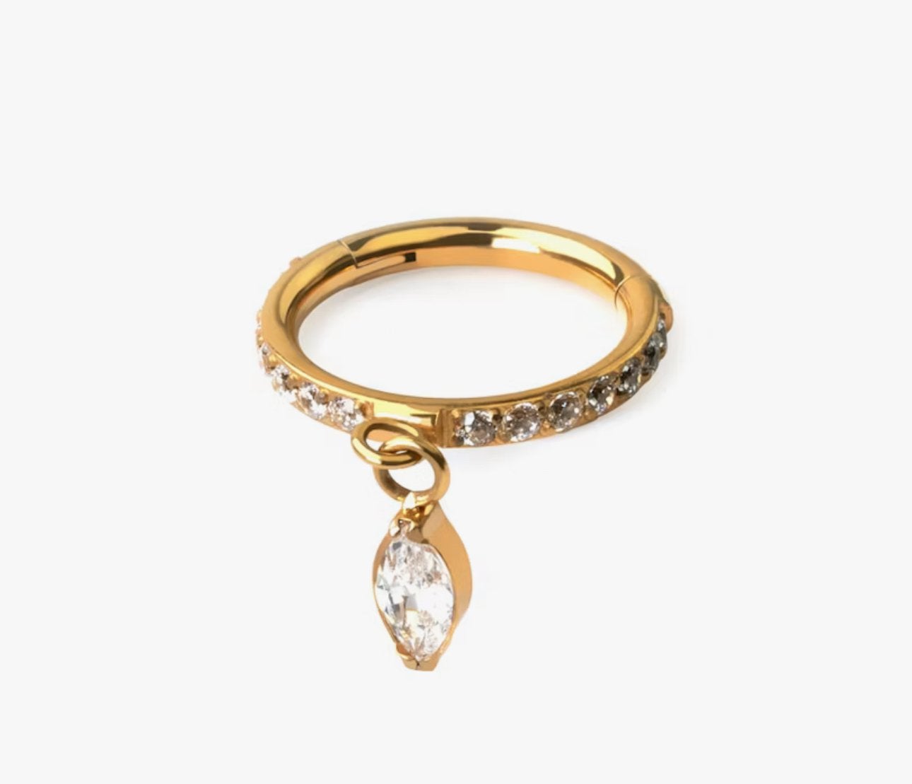 Gouden Titanium Ring met Edelstenen, Ophalen of Verzenden, Zo goed als nieuw, Overige materialen