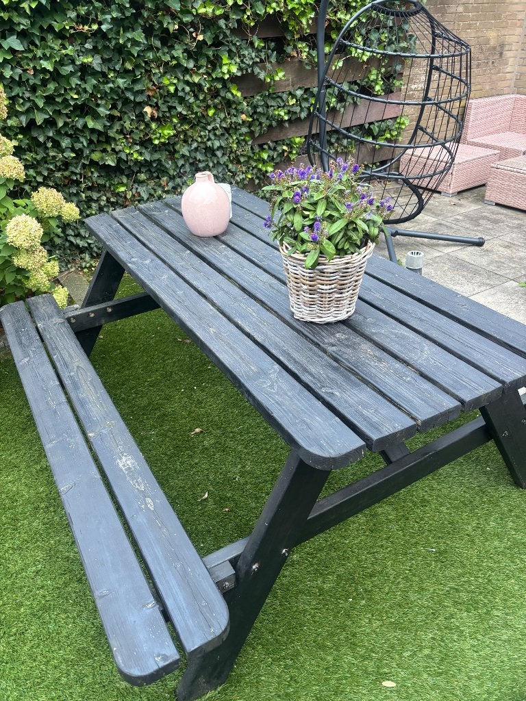 Leuke picknicktafel 180 cm, Tuin en Terras, Ophalen, Zo goed als nieuw, Rechthoekig, Hout