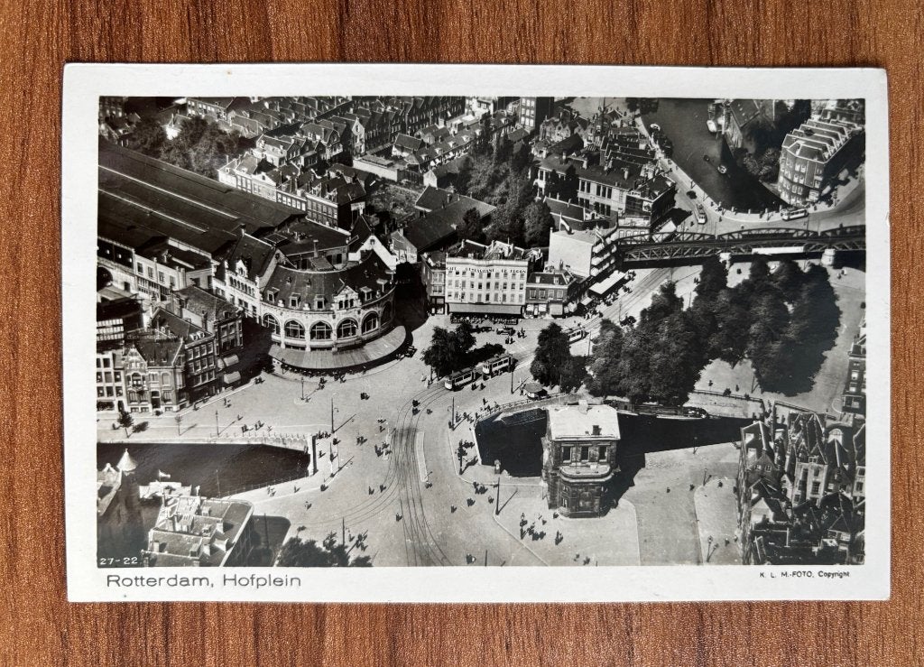 Ansichtkaart Hofplein Rotterdam (KLM-foto), Verzenden, 1940 tot 1960, Ongelopen, Zuid-Holland