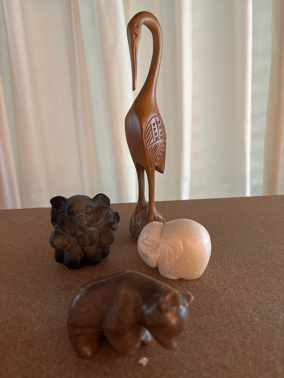 Kraanvogel, Olifant, beer, Ophalen of Verzenden, Handgemaakt, 20 - 50 cm, Beeld