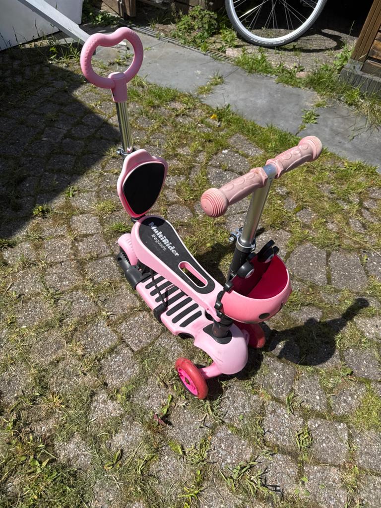 Roze JukkiRider 3-in-1 Kinderstep met zitje, Fietsen en Brommers, Steps, Ophalen of Verzenden, Gebruikt, Gewone step