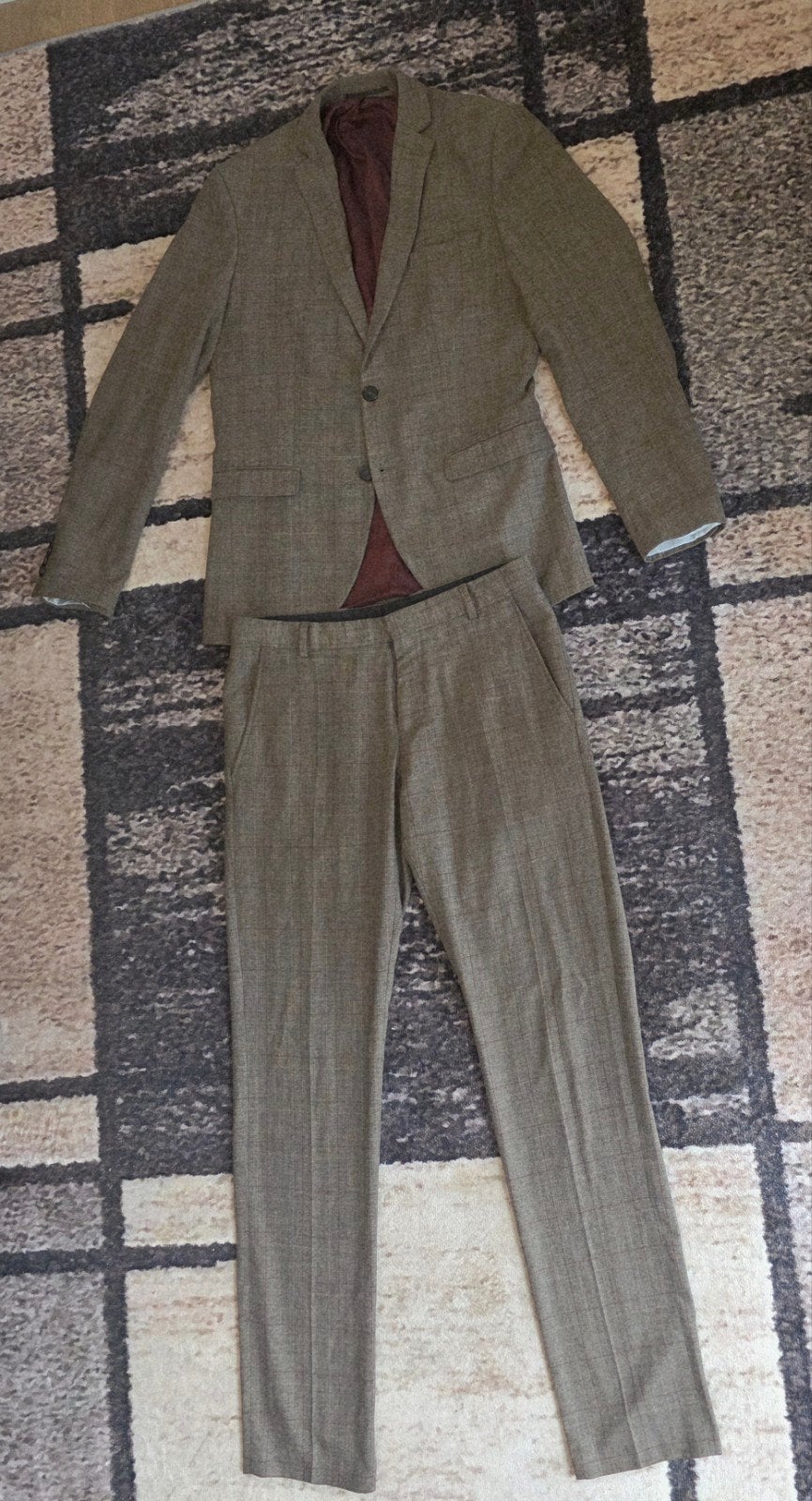 Selected Homme Herenpak – Bruin Geruit – Colbert & Broek, Bruin, Ophalen of Verzenden, Zo goed als nieuw, Selected Homme
