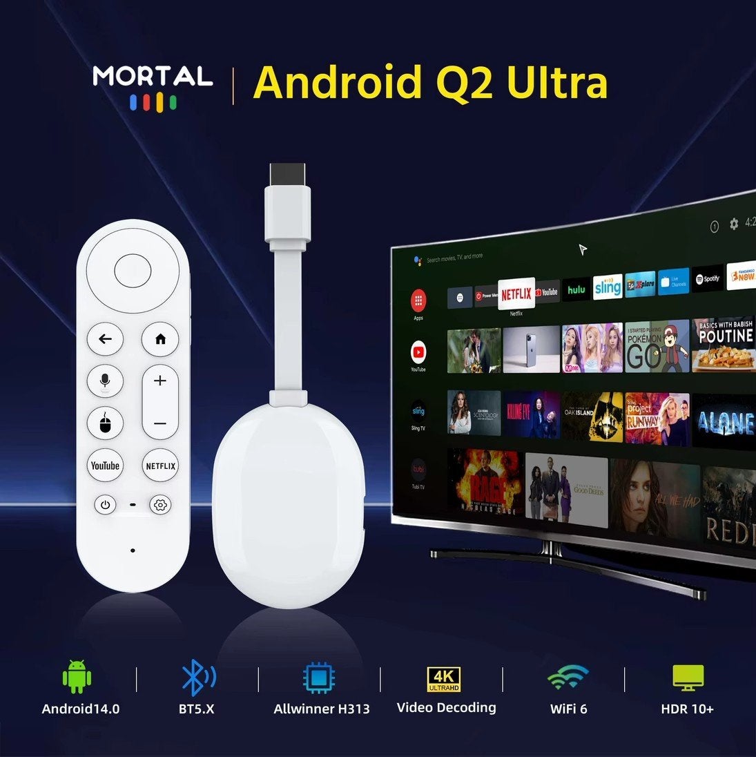 Google Chromecast op Android met afstandsbediening– Mortal, Ophalen of Verzenden, Zo goed als nieuw
