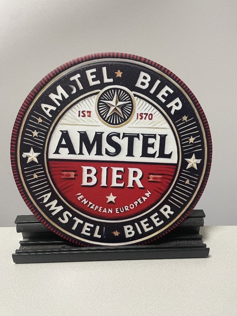 Amstel Bier metalen reclamebord rond, Verzamelen, Biermerken, Ophalen of Verzenden, Zo goed als nieuw, Reclamebord, Plaat of Schild